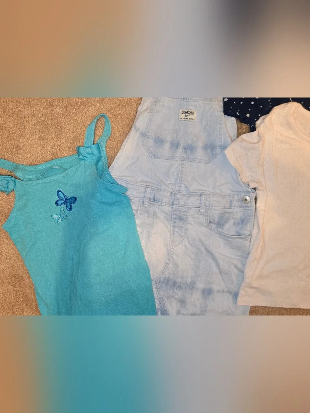 OshKosh B'gosh Blue White Wash Denim Overall Skirt & Other Clothing Lot Sz 10